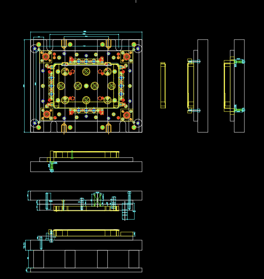 显示器屏幕外壳弧度成型模具图